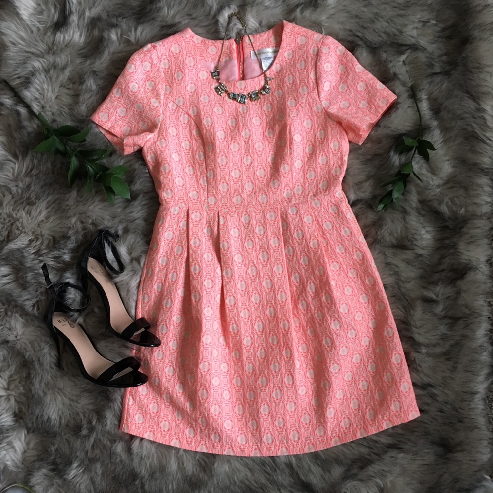 Jacquard Peach/Pink Preppy Cocktail dress